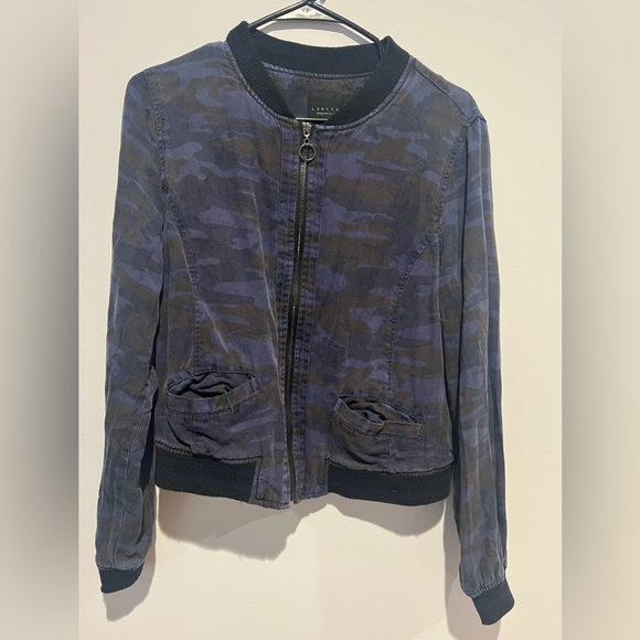 Sanctuary | Blue/black Camo Bomber Jacket, Size 4 - Picture 3 of 5